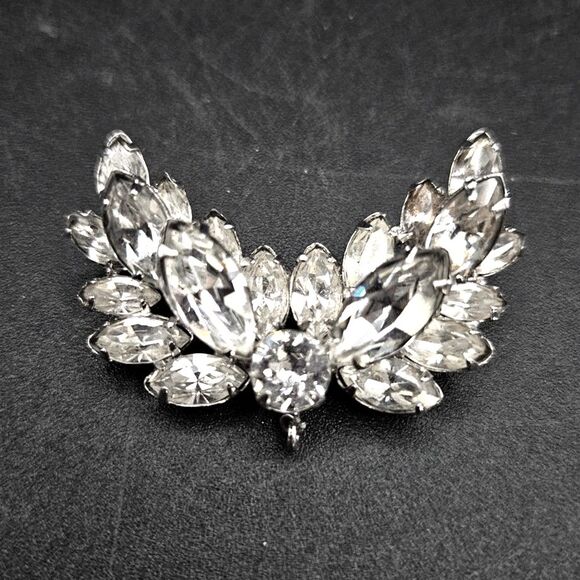 Antique Vintage EISENBERG 1480 Clear Rhinestone Brooch 40's 50's